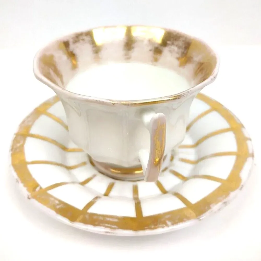 Furstenberg Grecque Athena China Coffee Cup Saucer Gold Germany 1900's